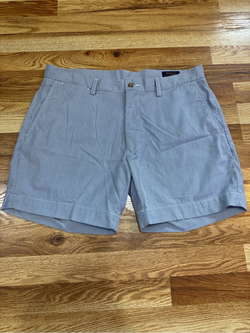 Polo Ralph Lauren Classic Fit Chino Shorts Men’s 35 Blue White Stripe 6” Inseam